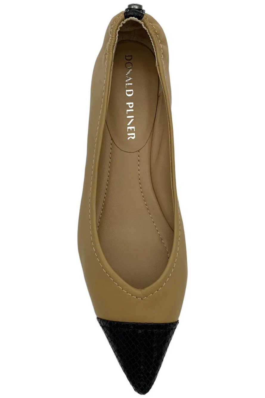 Donald Pliner Women's Ladonna Ballerina Heel Black/Camel - Medium - Picture 2 of 3